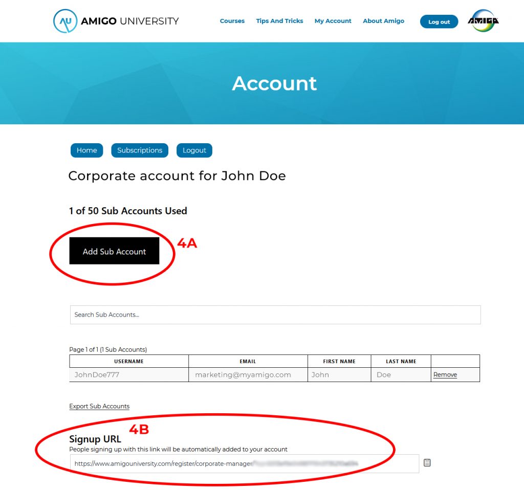 Sub account set up 3
